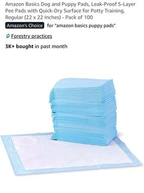 Amazon Basics Blue Puppy Training Pads - Leak-Proof Disposable Pet Pads (Pack)
